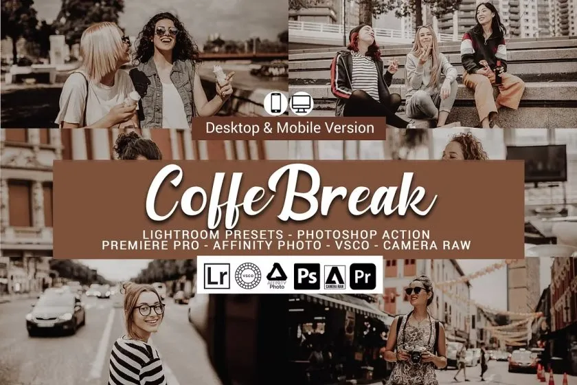 咖啡色褪色电影胶片Lightroom预设/PS动作/电影LUT预设 Coffee Break Presets