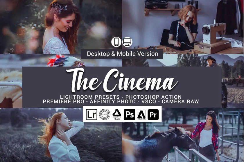 质感电影梦幻紫色调LR预设PS动作和电影调色LUT预设 Cinema Lightroom Presets