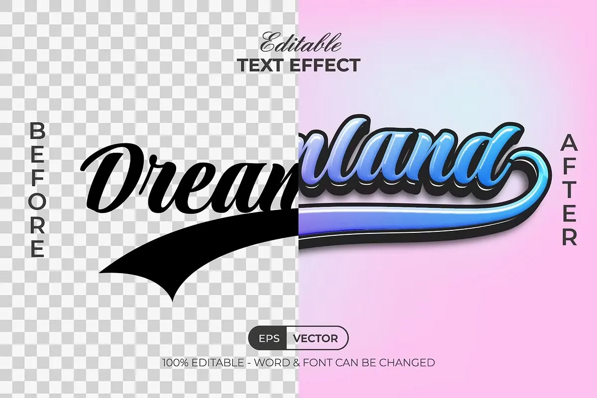 复古街机电竞游戏电影海报创意设计多彩梦幻效果AI文本样式 Dreamland Text Effect Colorful Style