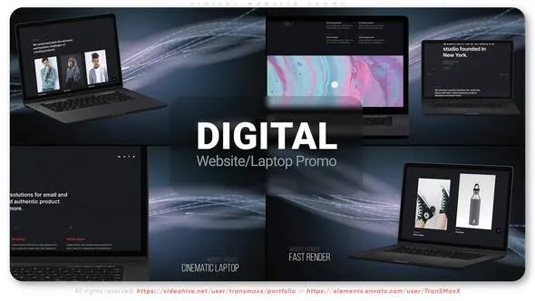 推广公司网站笔记本电脑演示宣传服务介绍视频动画AE模板 Digital Website Promo