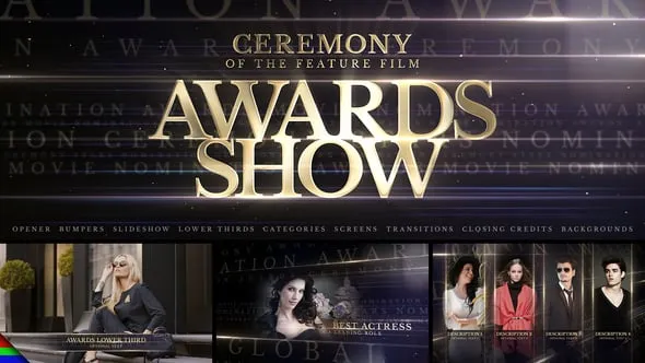 颁奖典礼公司企业年会活动开场大气视频片头包装AE模板 Awards Pack
