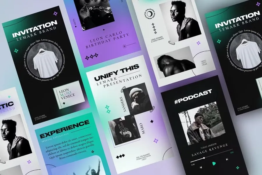 12套时尚美学INS风品牌推广新媒体电商海报设计广告宣传PSD模板 AESTHETIC – Instagram Templates