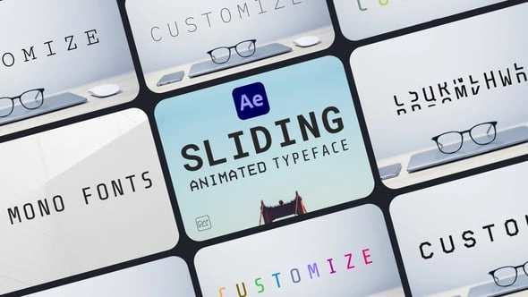 AE模板 滑动动画字体出发板Vlog旅游视频邀请函贺卡模板 Sliding Animated Typeface For After Effects